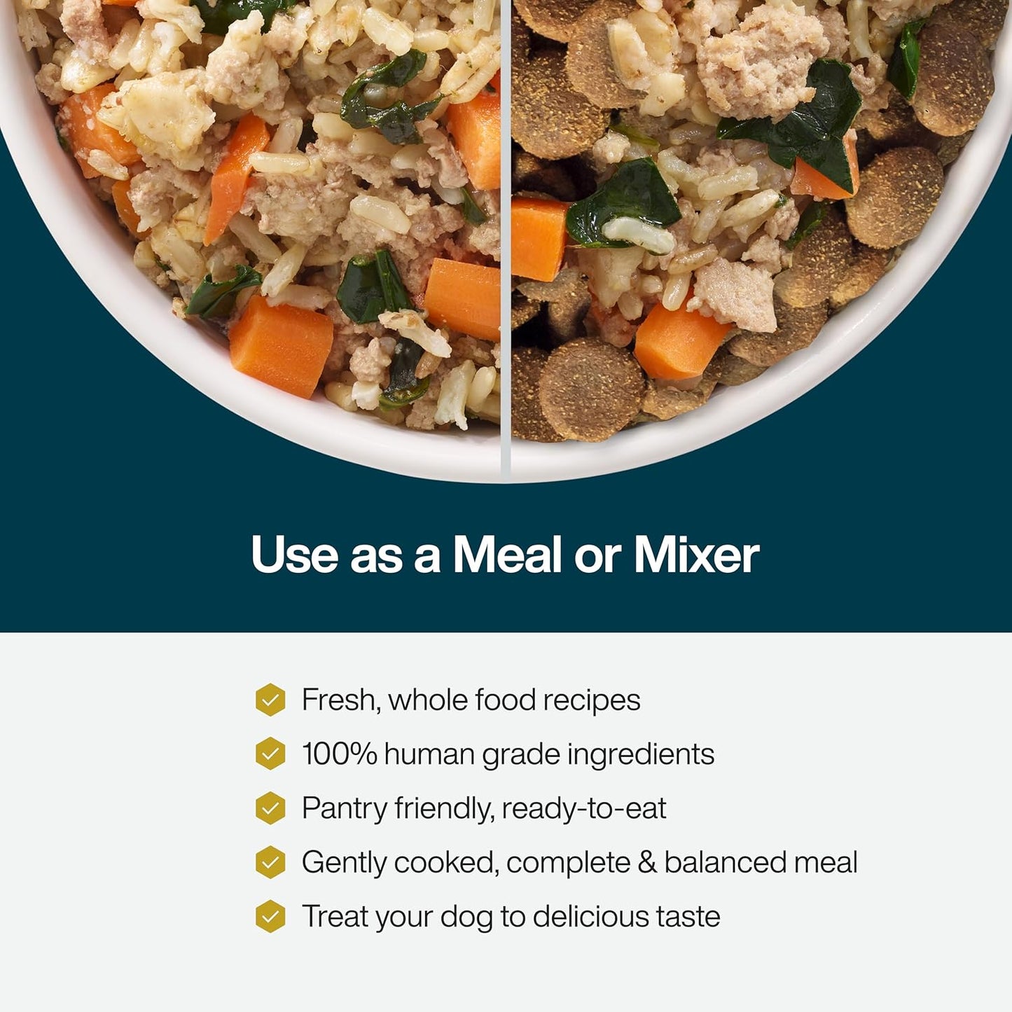 Justfresh Wet Dog Food, Fresh Pet Meals and Toppers with No Preservatives, Resealable Package, Human Grade, Home-Cooked Chicken, 12 Oz - 7 Pack