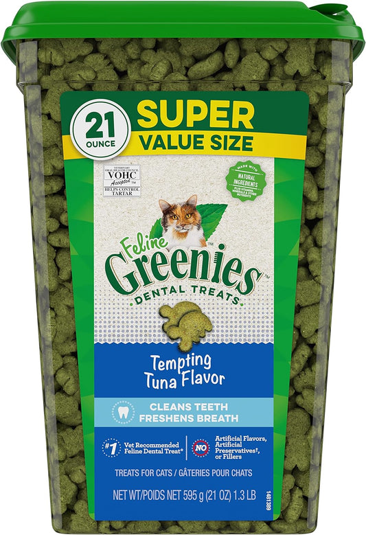 Feline Dental Cat Treats, Tempting Tuna Flavor, 21 Oz. Tub