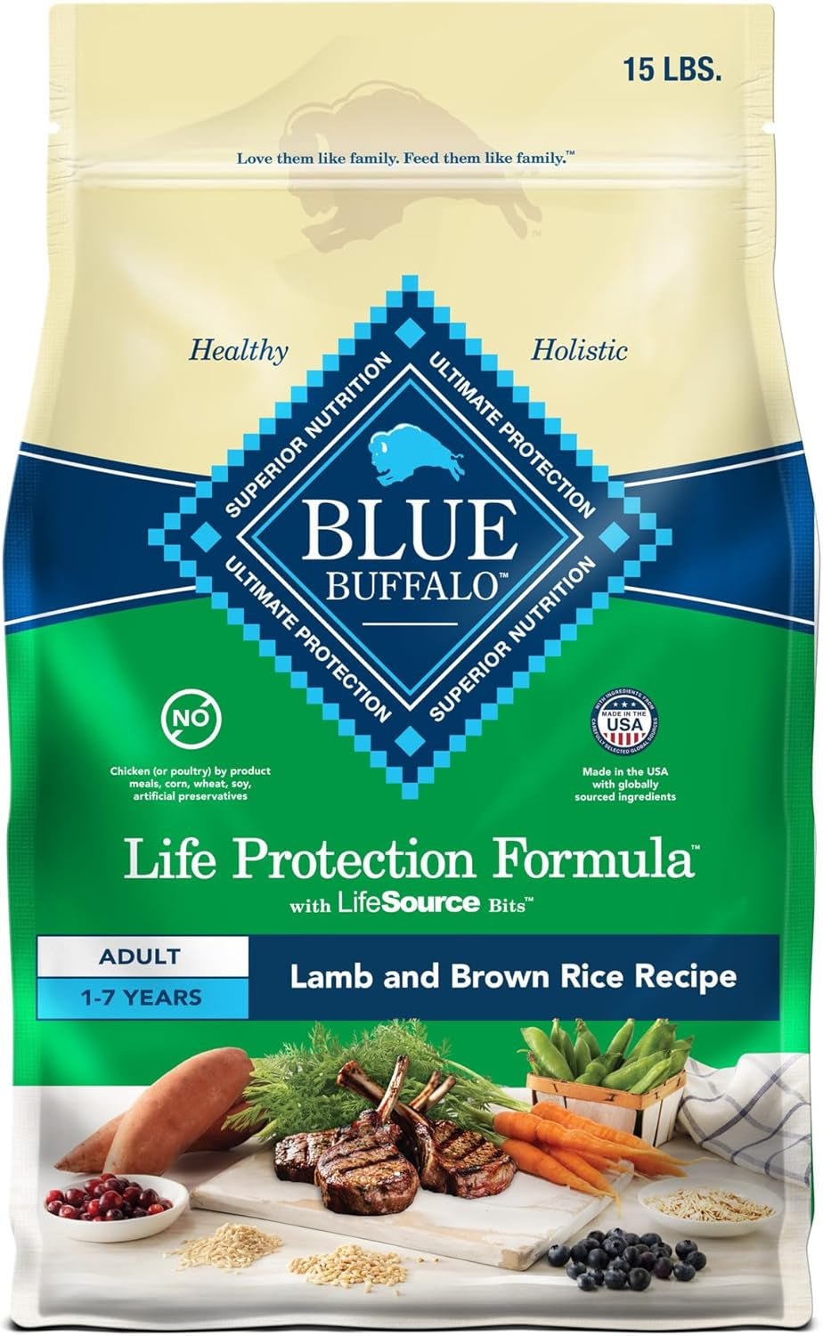 Life Protection Formula Natural Adult Dry Dog Food, Lamb and Brown Rice 15-Lb