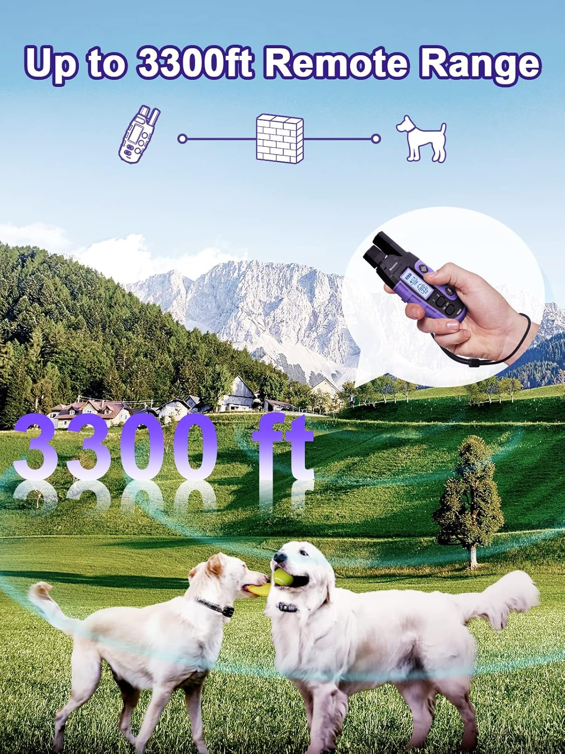 Dog Shock Collar 2 Dogs (5-120Lbs) - 3300 Ft Waterproof Training Collar for Dogs Large Medium Small with Rechargeable Remote, Beep (1-8) Vibration (1-16) and Humane Shock (1-99) Modes