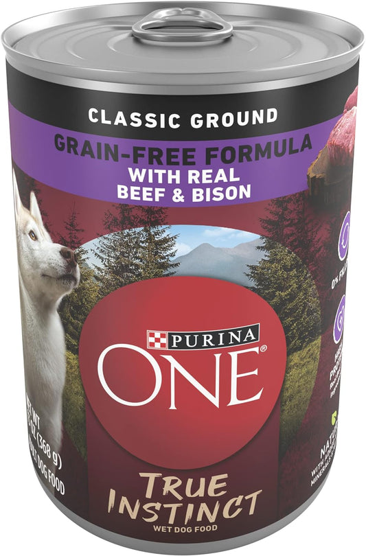 Wet Dog Food True Instinct Classic Ground Grain-Free Formula with Real Beef and Bison High Protein Dog Food - (Pack of 12) 13 Oz. Cans