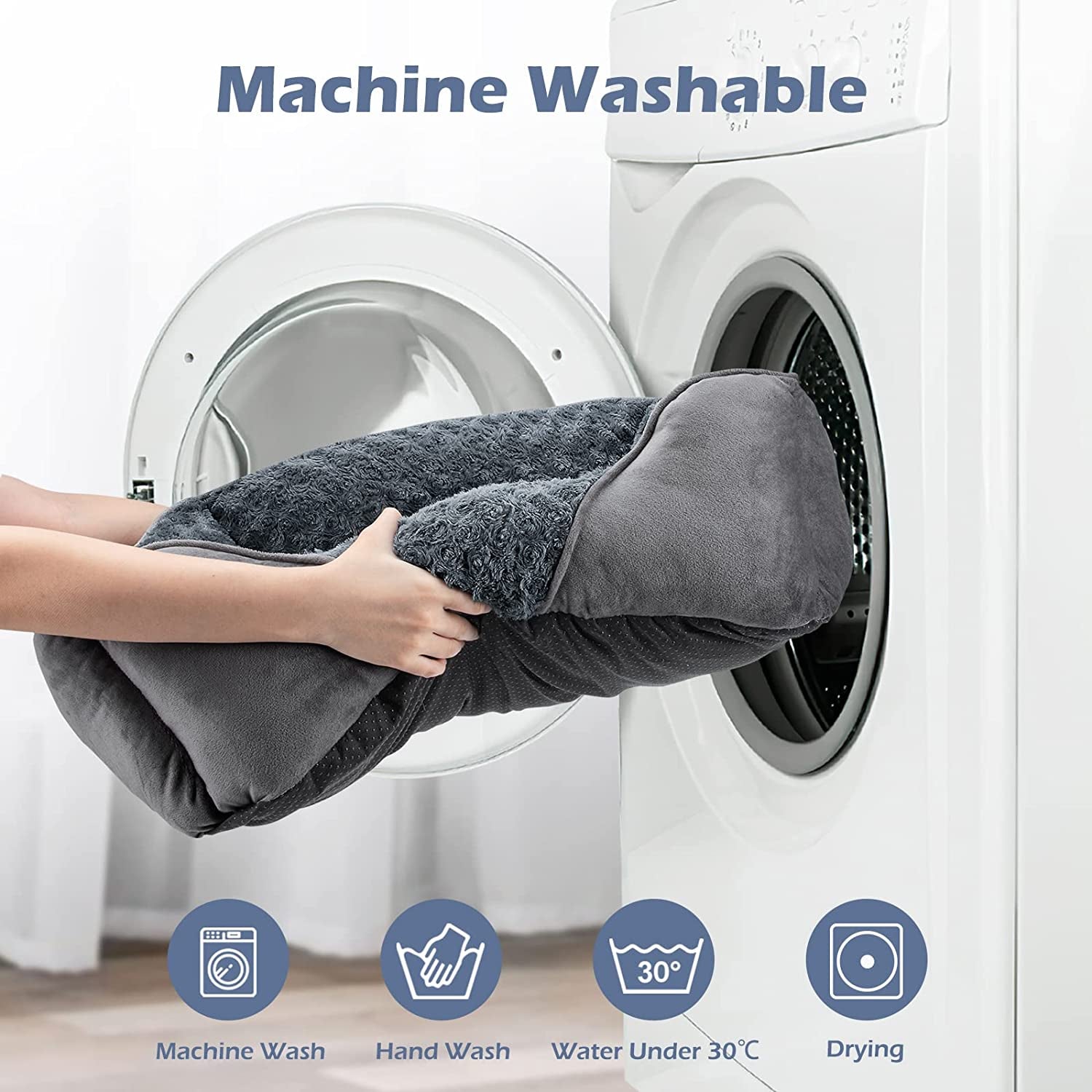 Large Dog Bed for Large Medium Small Dogs, Rectangle Washable Orthopedic Dog Bed, Soft Calming Sleeping Puppy Bed Durable Pet Cuddler with Anti-Slip Bottom L(30"X24"X9")