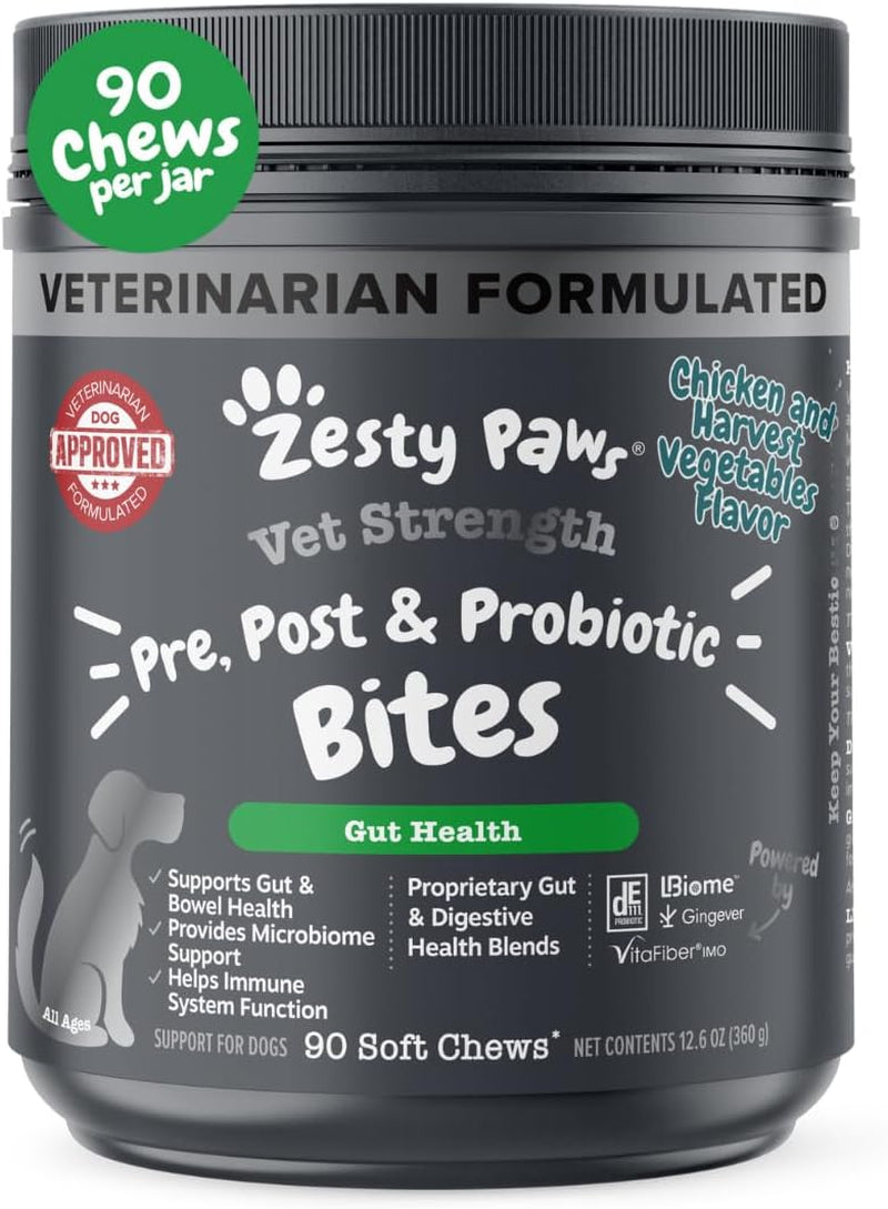 Vet Strength Probiotics for Dogs, Digestive Health & Gut Flora Support, Dog Supplements, 90 Count