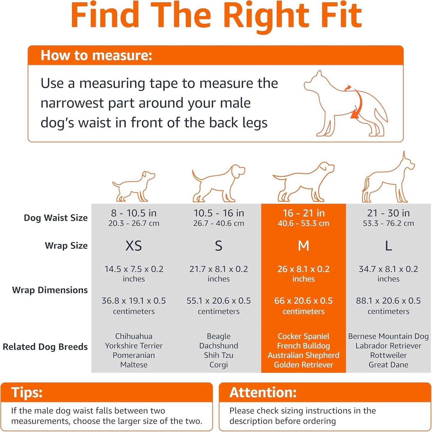 Male Dog Diapers, 50 Count, Medium, Ultra Absorbent Disposable Wrap with Secure Fit, Leakproof and Comfortable