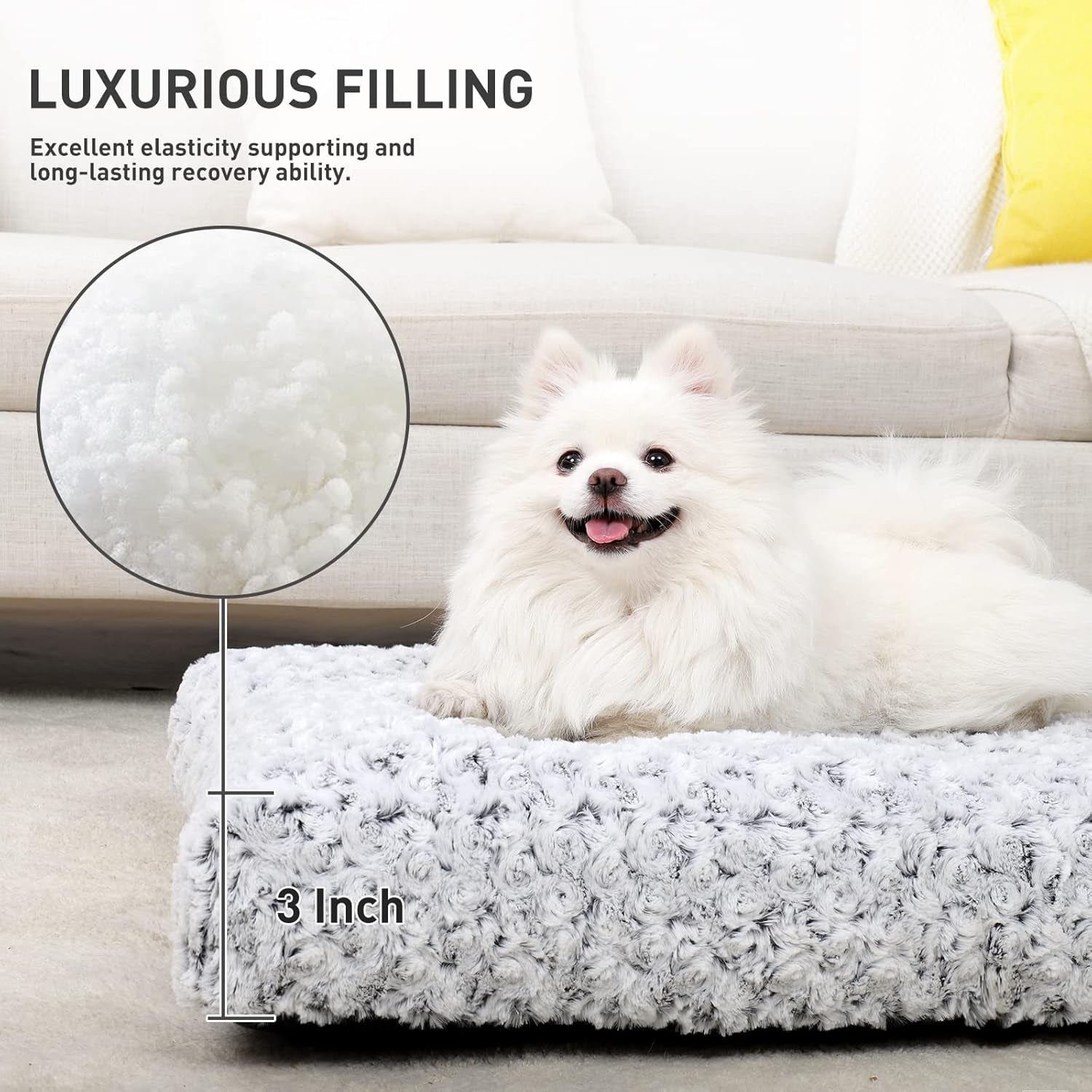Washable Dog Bed Deluxe Plush Dog Crate Beds Comfy Kennel Pad Anti-Slip Pet Sleeping Mat for Large, Jumbo, Medium, Small Dogs Breeds, 29" X 21", Gray