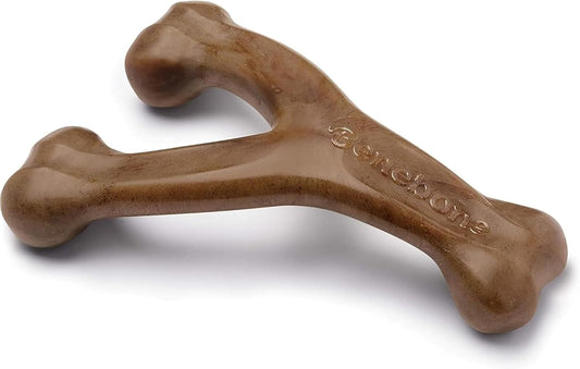 Wishbone Durable Dog Chew Toy for Aggressive Chewers, Made in USA, Small, Real Bacon Flavor