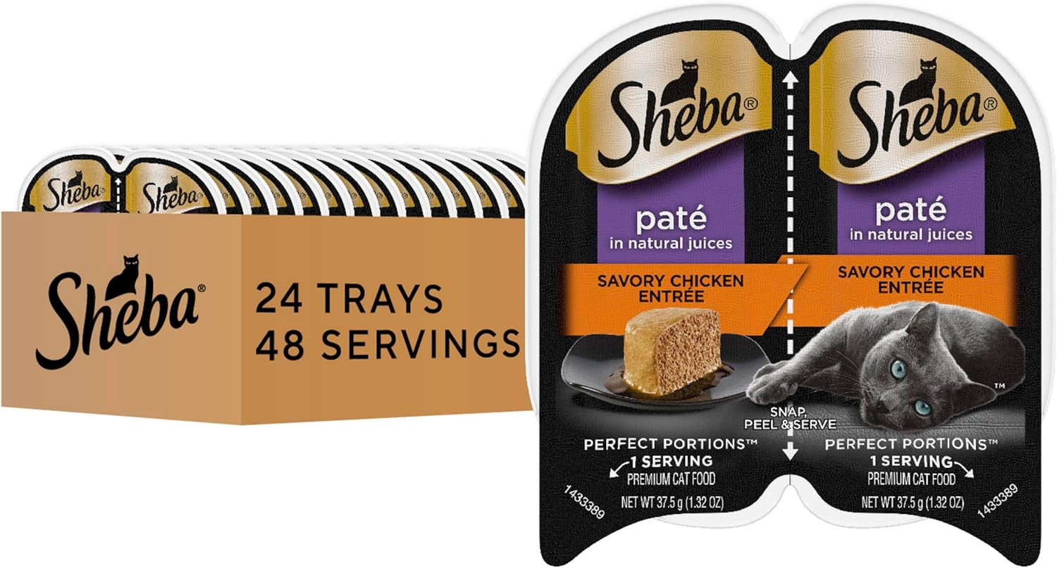 Perfect Portions Wet Cat Food Pate Savory Chicken Entree, 2.6 Oz. Twin-Pack Trays (24 Count, 48 Servings)