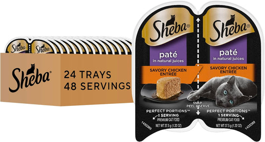 Perfect Portions Wet Cat Food Pate Savory Chicken Entree, 2.6 Oz. Twin-Pack Trays (24 Count, 48 Servings)