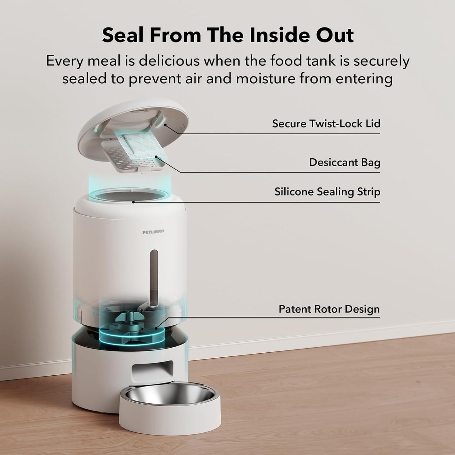 Automatic Cat Feeder, 5G Wifi Automatic Dog Feeder with Freshness Preservation, 5L Timed Cat Feeders with Low Food Sensor, up to 10 Meals per Day, Granary Pet Feeder for Cats/Dogs