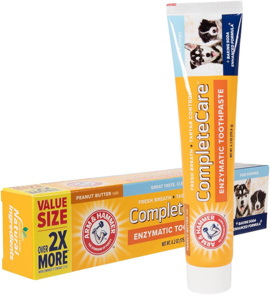Enzymatic Dog Toothpaste - Peanut Butter Flavored - Baking Soda Infused - Complete Canine Oral Care for Fresh Breath & Dental Wellness - 6.2 Oz