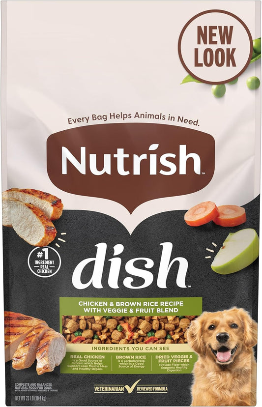 Dish Premium Dry Dog Food, Chicken & Brown Rice Recipe with Veggies & Fruit, 23 Pounds