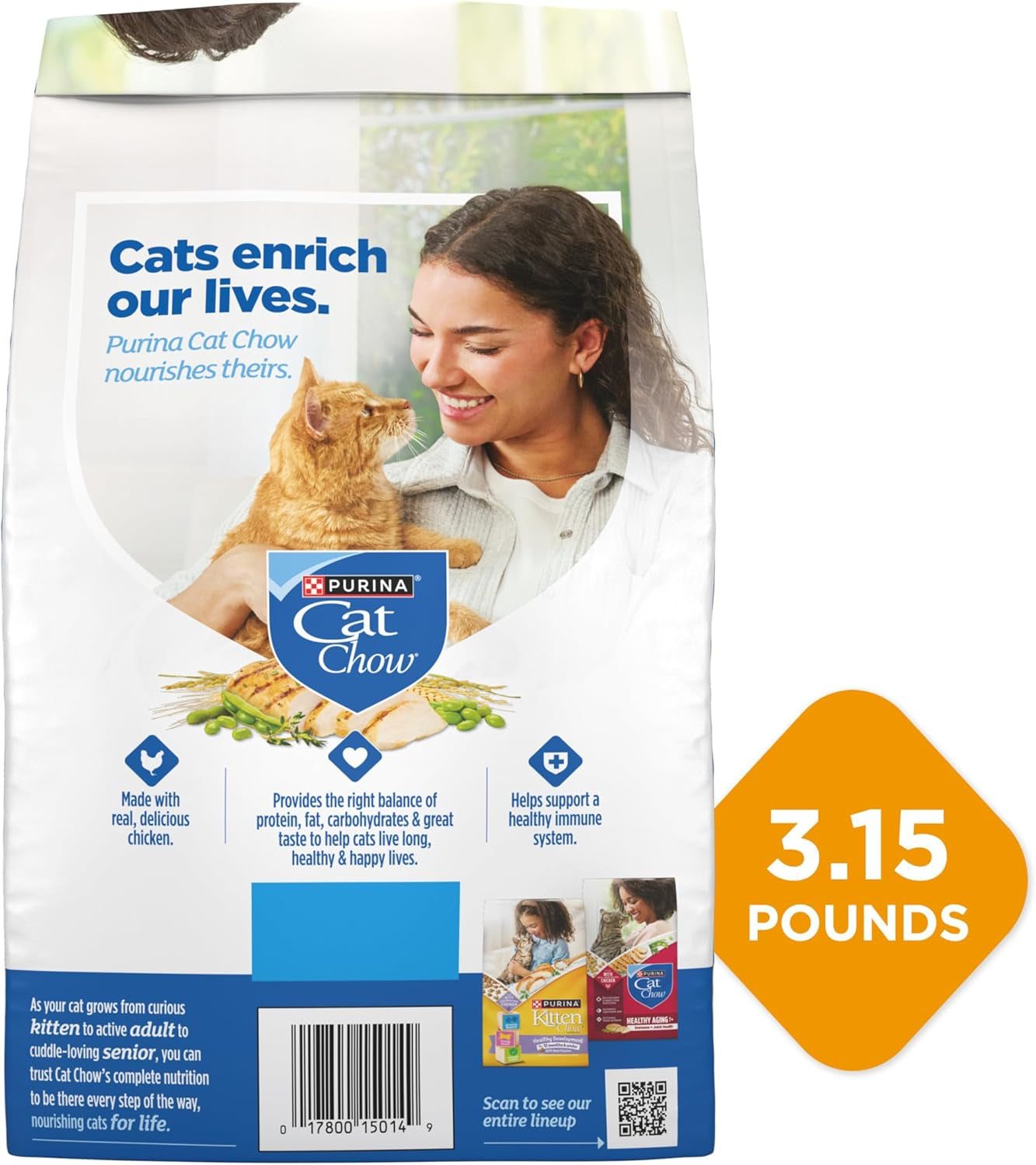 Complete High Protein Dry Cat Food with Real Chicken - (Pack of 4) 3.15 Lb. Bags