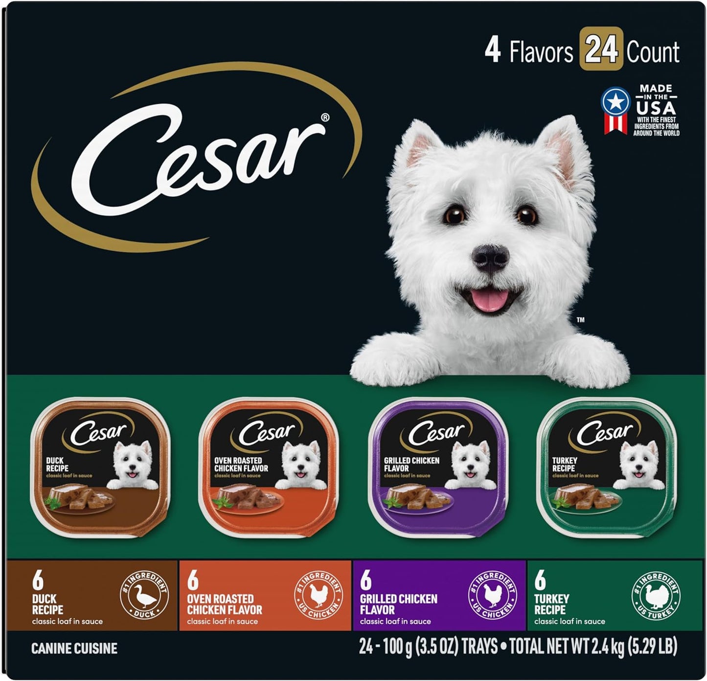 Wet Dog Food Classic Loaf in Sauce Poultry Variety Pack, 3.5 Oz. Easy Peel Trays (24 Count, Pack of 1)