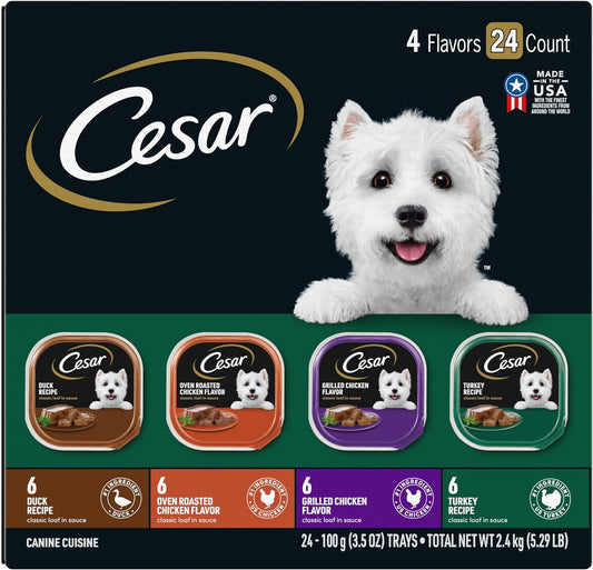 Wet Dog Food Classic Loaf in Sauce Poultry Variety Pack, 3.5 Oz. Easy Peel Trays (24 Count, Pack of 1)