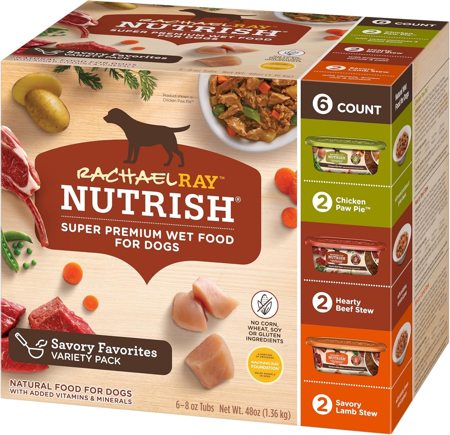 Rachael Ray  Natural Premium Wet Dog Food, Savory Favorites Variety Pack, 8 Ounce Tub (Pack of 6) (6303230800)