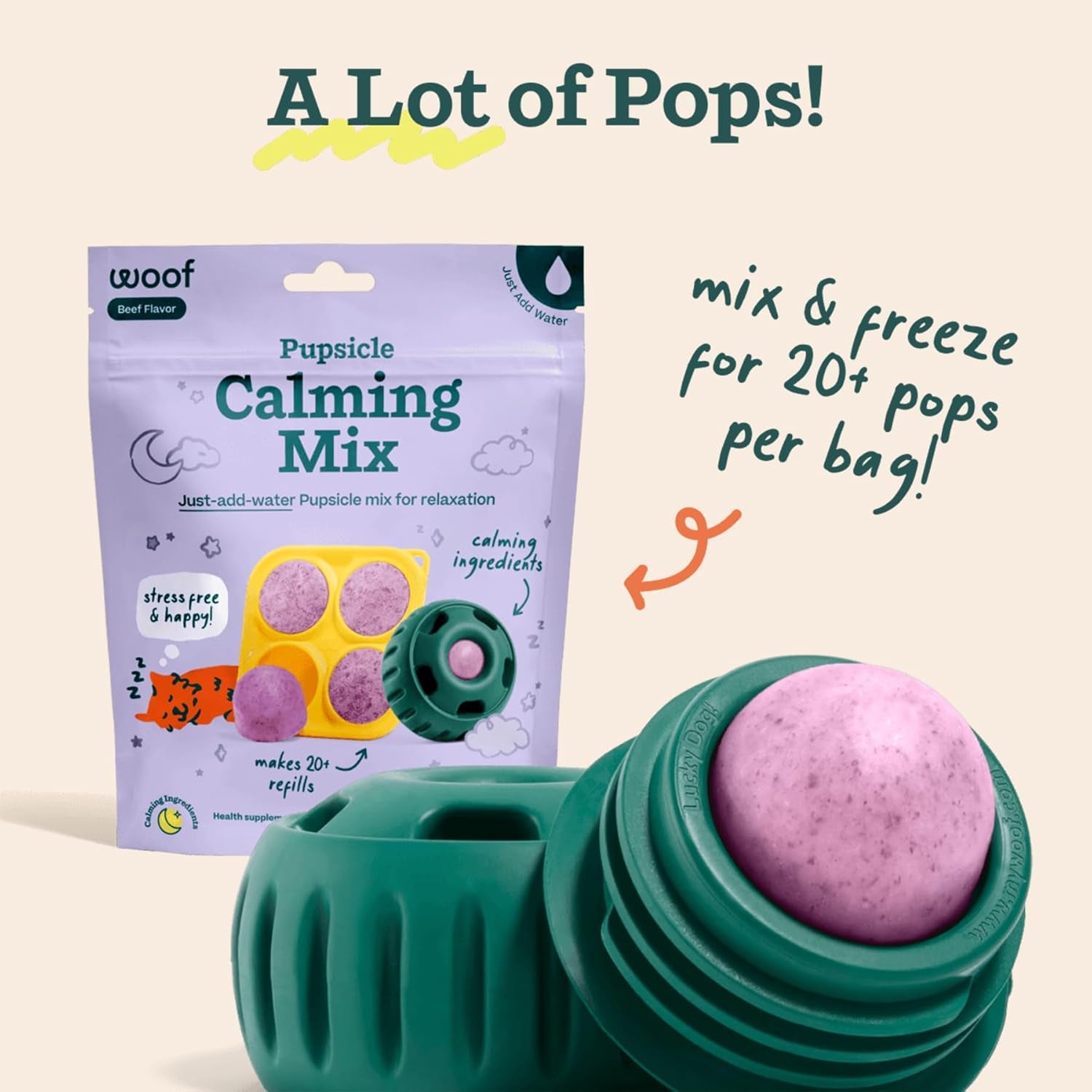 Dog Pupsicle Mix - Easy-To-Make DIY Pupsicle Refills - Tasty, Healthy Pupsicle Mix - Wholesome Ingredients - Long-Lasting - Calming Mix