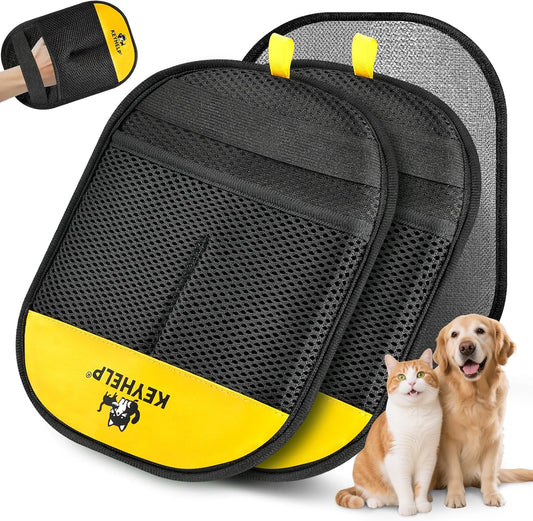 2Pcs Pet Hair Removal Glove for Dogs & Cats, Newly Upgraded Reusable Electrostatic Pet Hair Gloves, Pet Hair Remover Tool for Clothing, Couch, Carpet, Car Seat