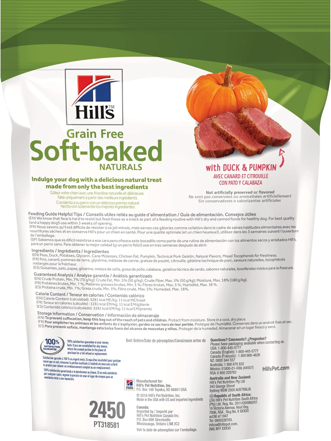 Grain Free Soft Baked Naturals, All Life Stages, Great Taste, Dog Treats, Duck & Pumpkin , 8 Oz Bag