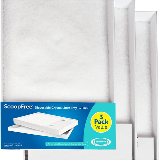 Scoopfree Disposable Crystal Cat Litter Tray - Easy Cleaning Box - Refill Tray for Electric Litter Box - Fragrance Free - 4.3 Lb Bags - 3 Pack