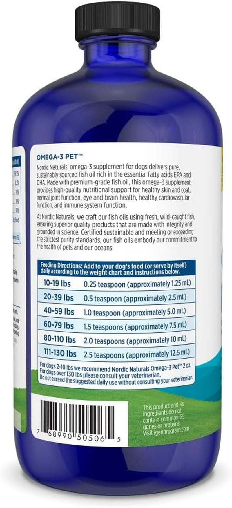 Omega-3 Pet, Unflavored - 16 Oz - 1380 Mg Omega-3 per Teaspoon - Fish Oil for Large to Very Large Dogs with EPA & DHA - Promotes Heart, Skin, Coat, & Immune Health