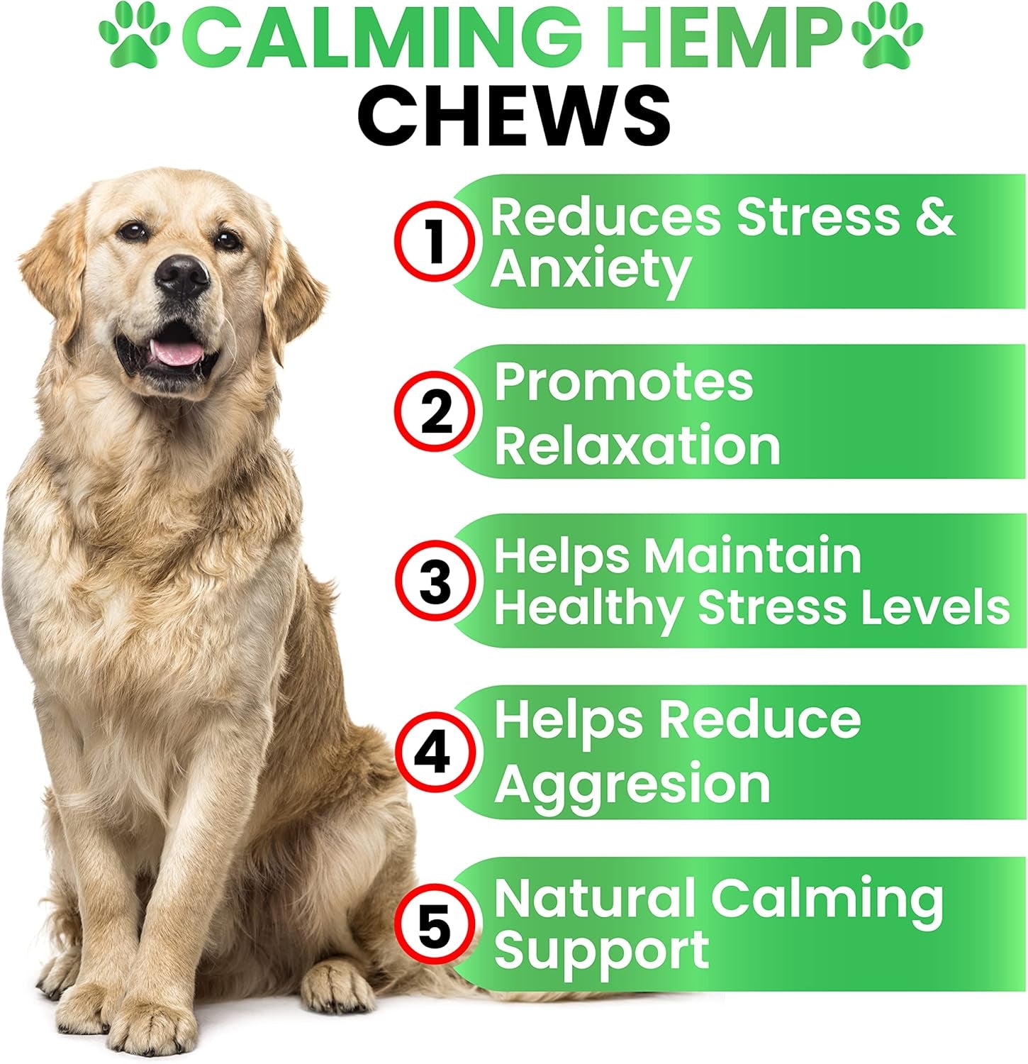 Hemp Calming Chews for Dogs - Dog Calming Chews - 170 Anxiety Relief Treats with Hemp Oil - Sleep Aid - Advanced Health Joint Support Supplement - Health & Wellness