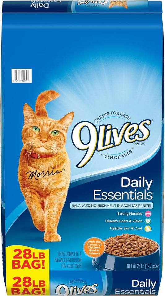 Daily Essentials Dry Cat Food with Chicken, Beef & Salmon Flavors, 28 Lb Bag