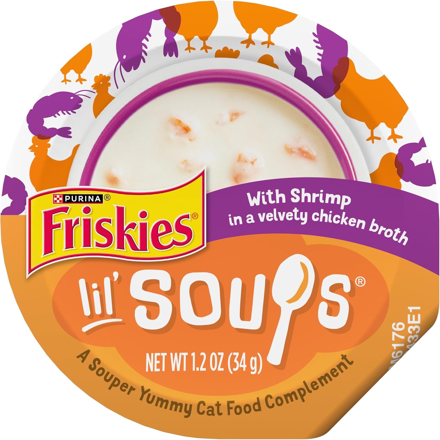 Purina  Grain Free Lickable Cat Food Toppers Lil’ Soups with Shrimp in a Velvety Chicken Broth - (Pack of 8) 1.2 Oz. Cups