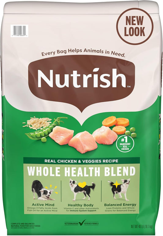 Dry Dog Food, Real Chicken & Veggies Recipe Whole Health Blend for Adult Dogs, 40 Lb. Bag, Packaging May Vary (Formerly Rachael Ray)