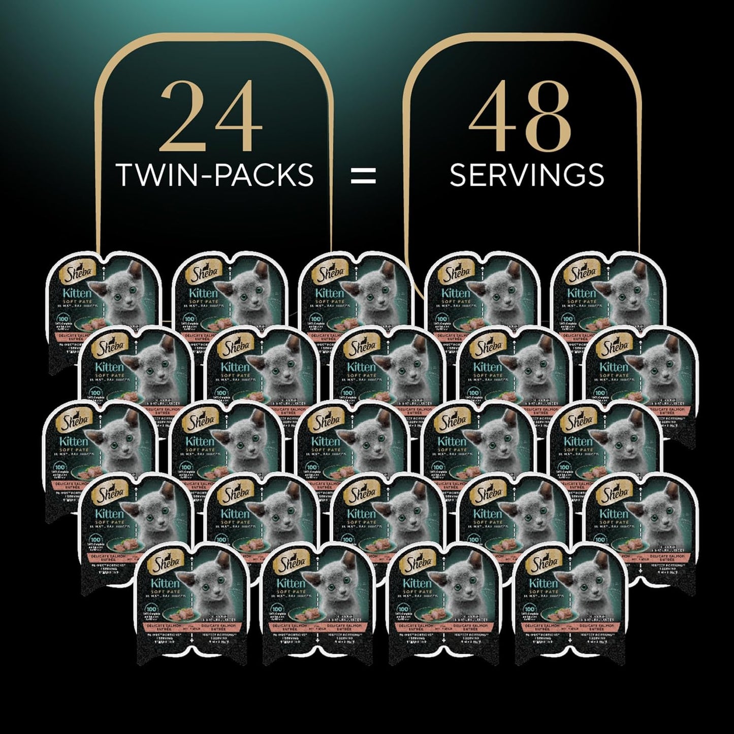 Perfect Portions Kitten Wet Cat Food Pate Salmon Entree, 2.6 Oz. Twin-Pack Trays (24 Count, 48 Servings)