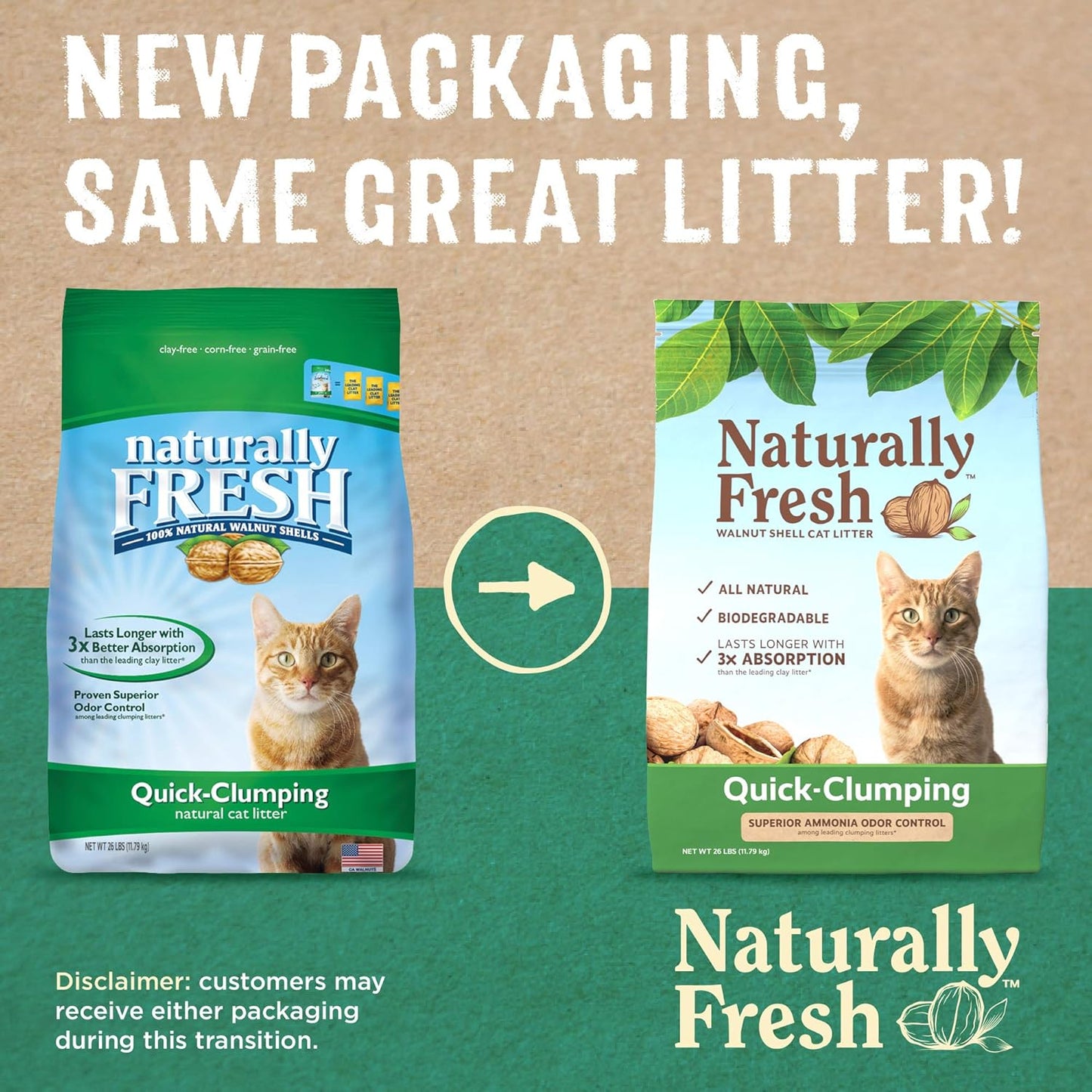 Cat Litter Made from Walnut Shells, 1-2 Cats, Unscented, Upcycled, Easy Scooping, Sustainable, 26 Lbs