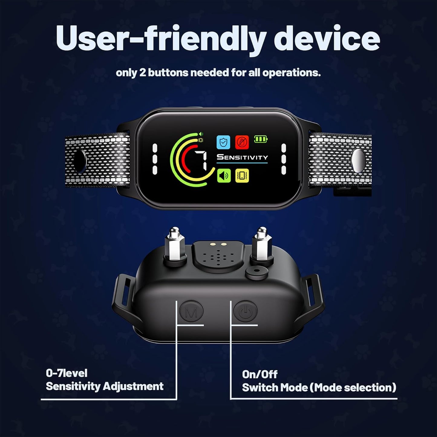 Dog Bark Collar 2 Pack, Bark Collar for Large Medium Small Dogs 8-120Lbs, AUTO Barking Collar, Bark Training Collar with 7-Level Sensitivity + 5 Safety Modes Humane Training System