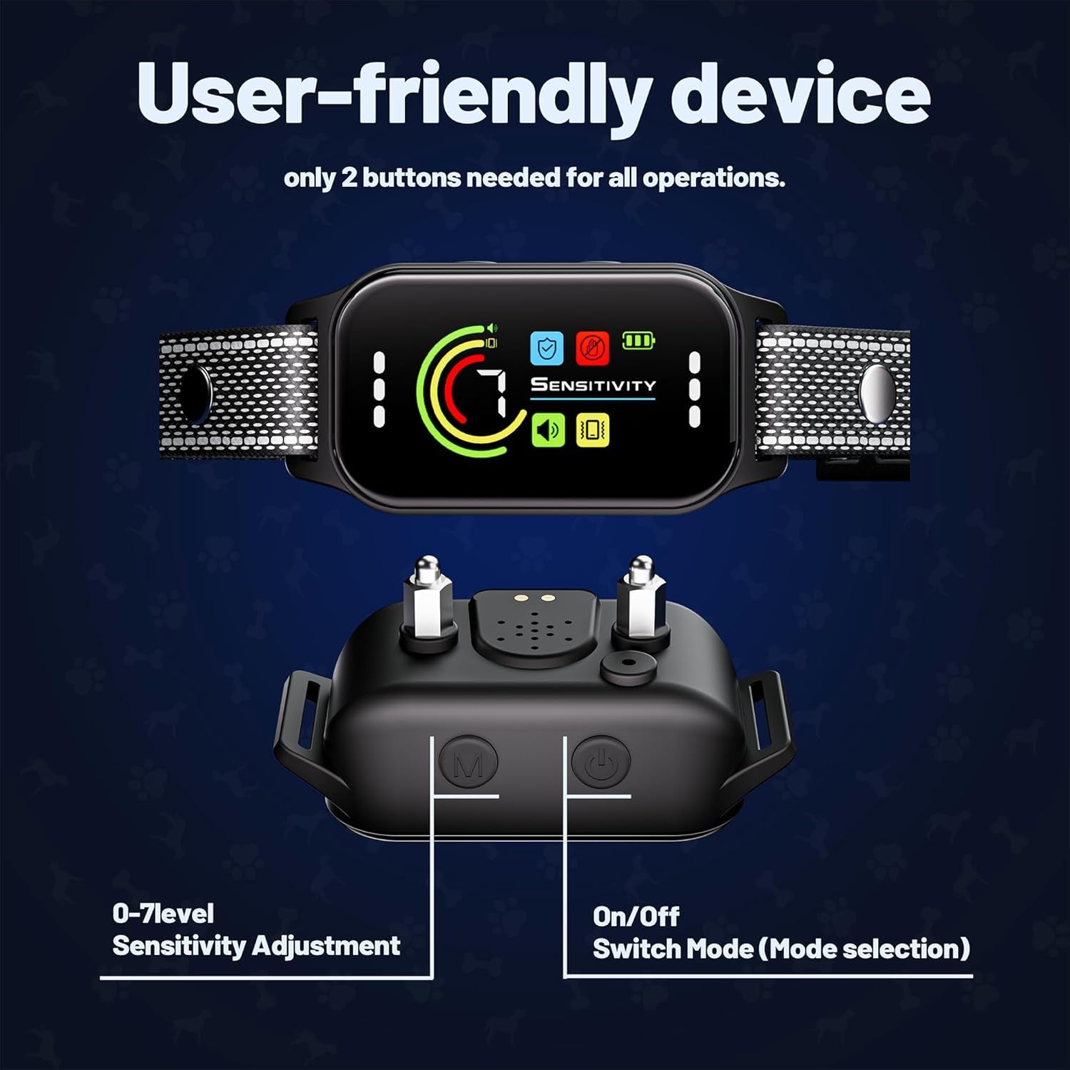 Dog Bark Collar 2 Pack, Bark Collar for Large Medium Small Dogs 8-120Lbs, AUTO Barking Collar, Bark Training Collar with 7-Level Sensitivity + 5 Safety Modes Humane Training System