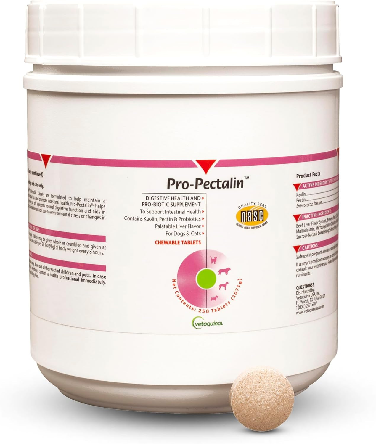 Pro-Pectalin Chewable Tablets for Dogs & Cats, Helps Relieve Occasiona ...