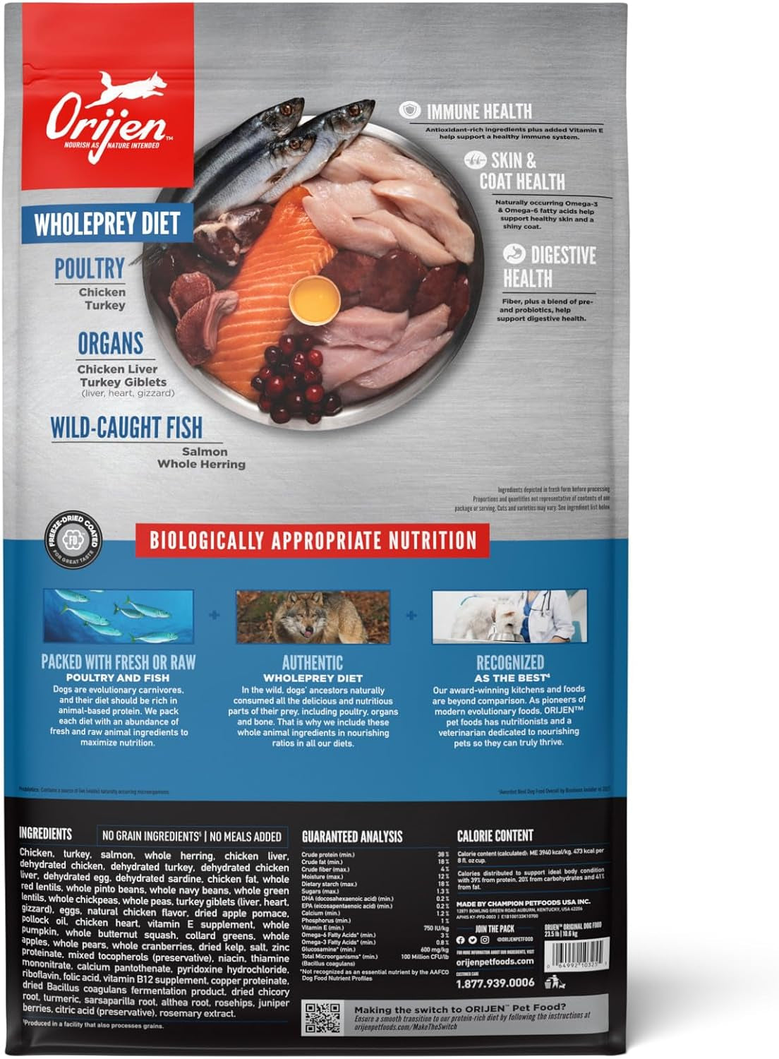 Grain Free High Protein Dry Dog Food Original Recipe 23.5Lb Bag