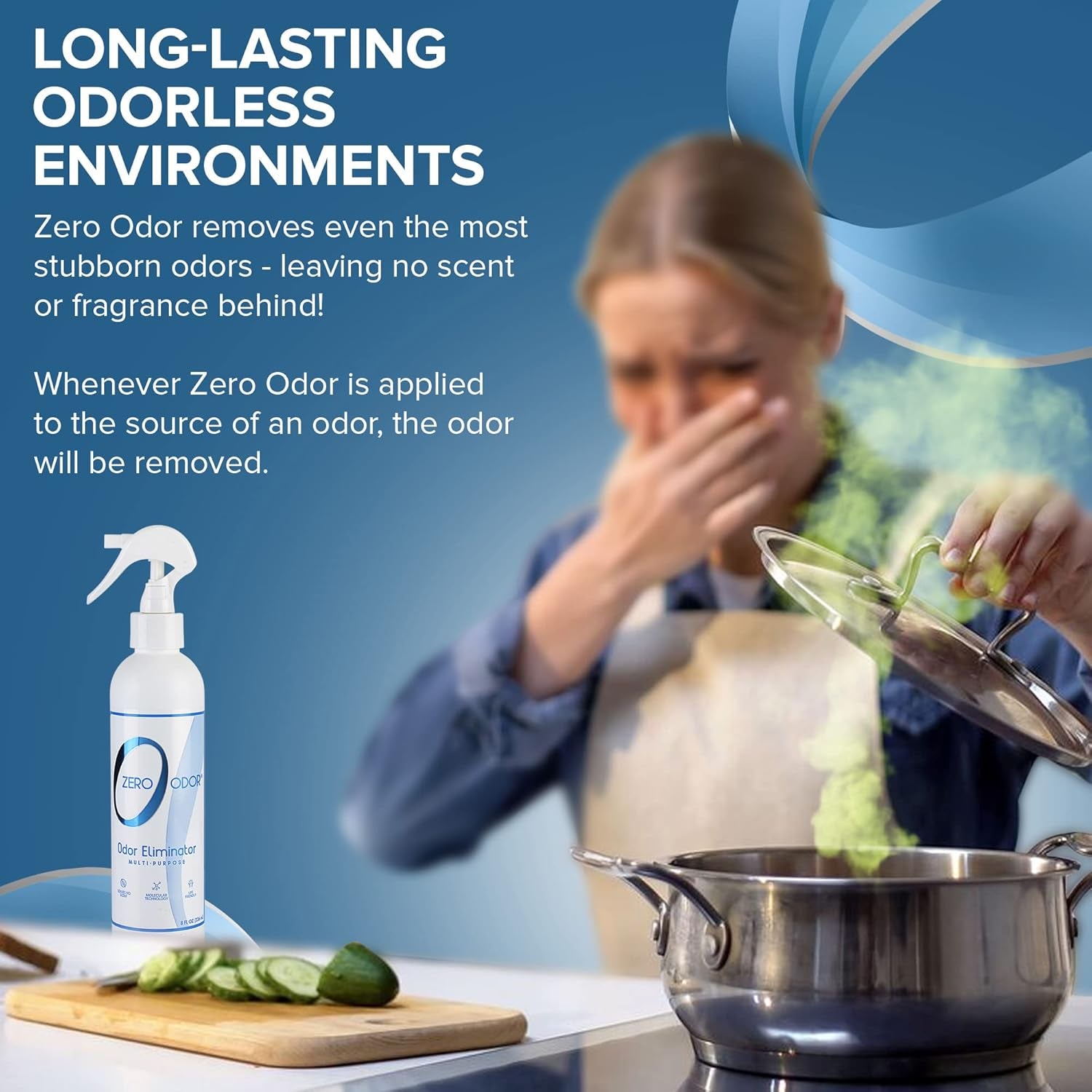 Multi-Purpose Odor Eliminator - Eliminate Air & Surface Odor – Patented Technology Best for Bathroom, Kitchen, Fabric, Closet- Smell Great Again, 8Oz (Over 1000 Sprays)