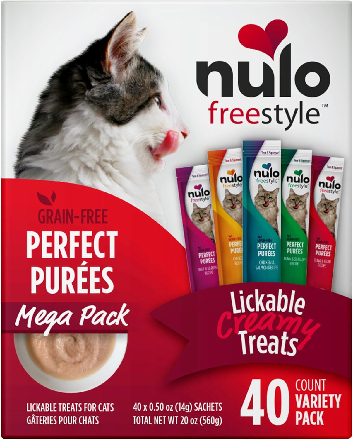 Freestyle Grain-Free Perfect Purees Premium Wet Cat Treats, Squeezable Meal Topper for Felines, High Moisture Content to Support Cat Hydration, 0.5 Ounce, Variety Pack
