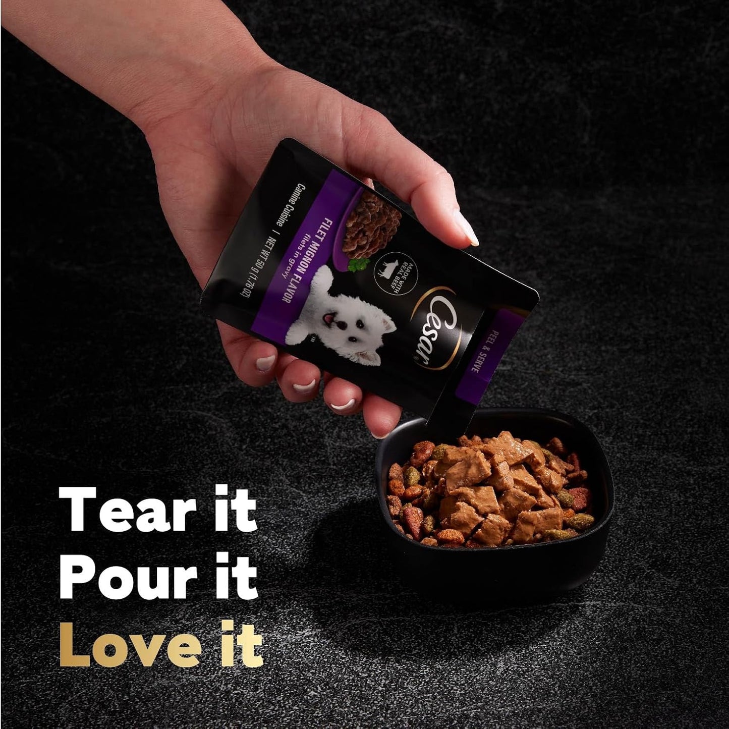 Filets in Gravy Wet Dog Food Filet Mignon Flavor, Rotisserie Chicken Flavor, and Wood-Grilled Chicken Flavor Variety Pack, 1.76 Oz. Mini-Pouches (40 Count, Pack of 1)