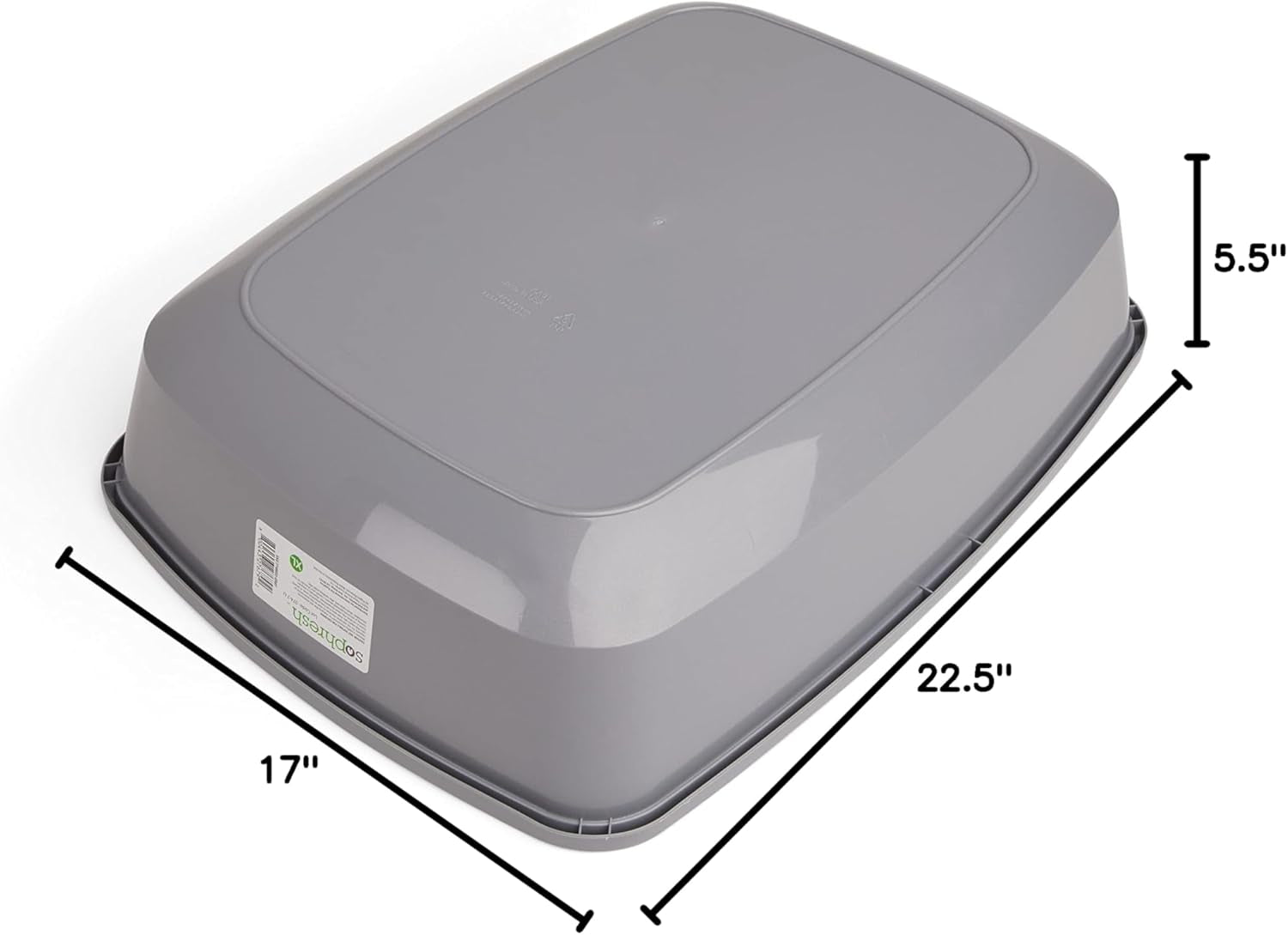 Open Cat Litter Box Grey X-Large 22.4" L X 16.9" W X 4.3" H
