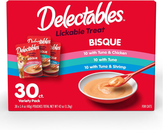 Delectables Bisque Variety Pack Lickable Cat Treat, 30 Count (Pack of 1)