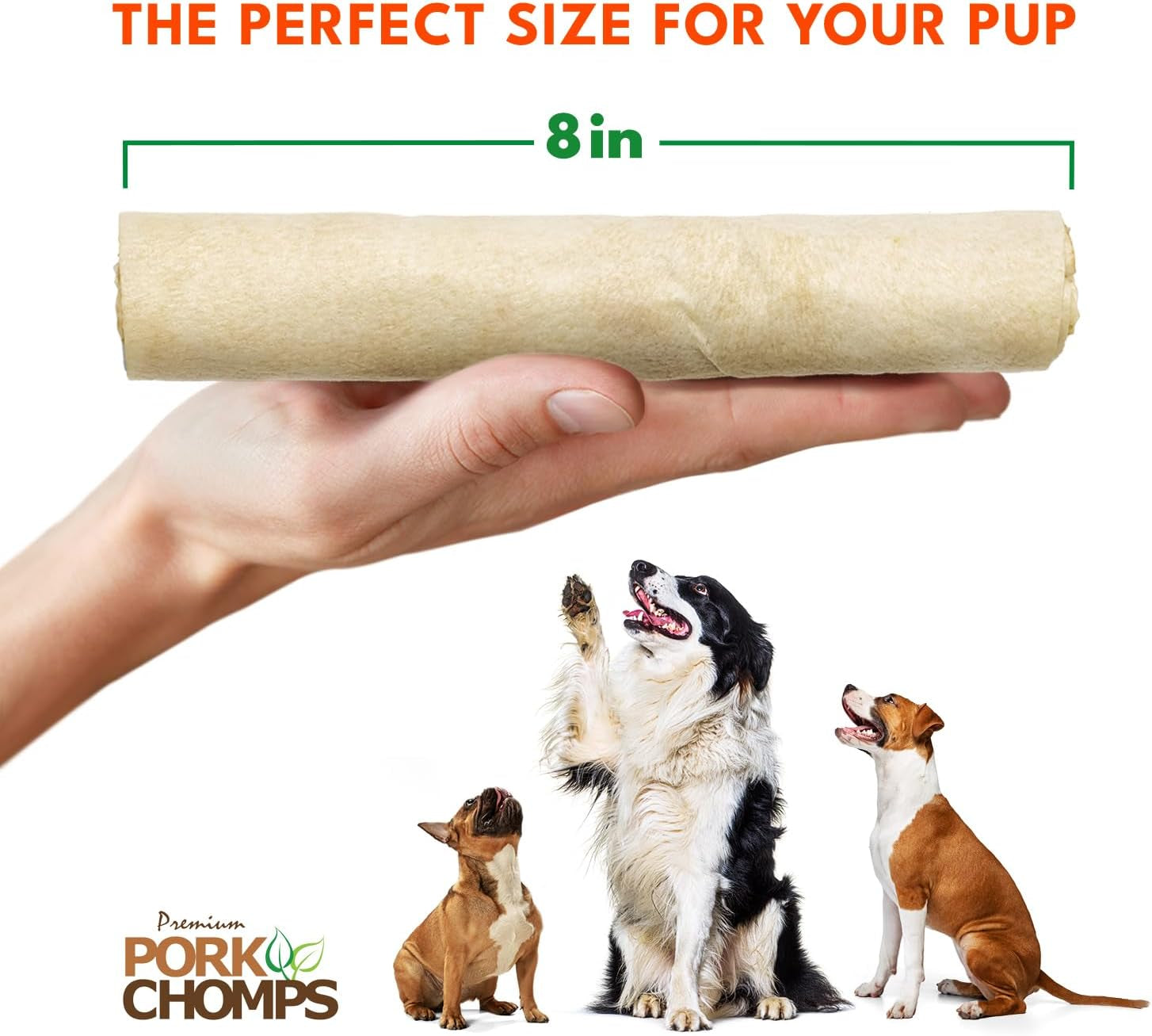 Baked Pork Skin Dog Chews, 8-Inch Rolls, 18 Count (Pack of 1)