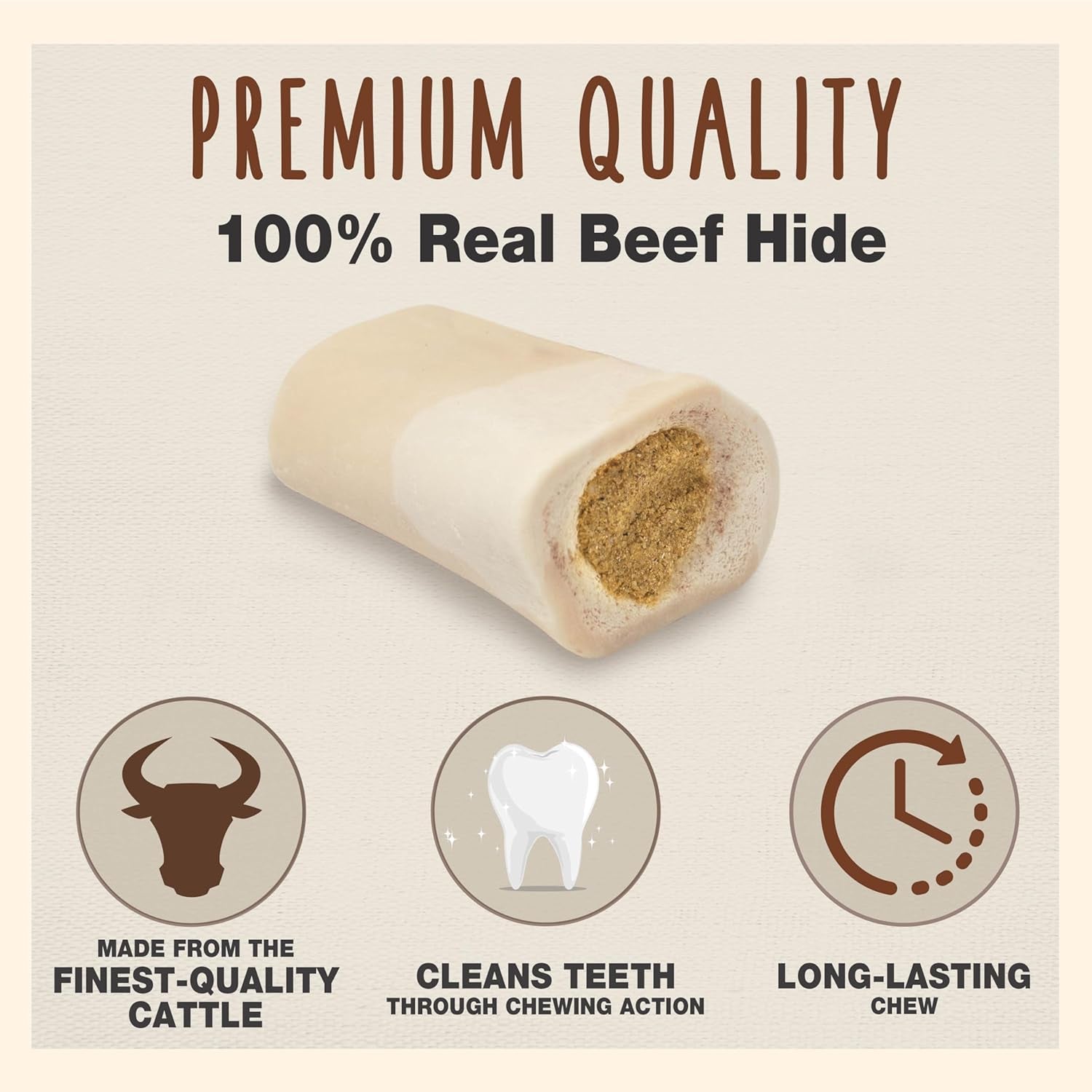 Stuffed Shin Bone - Highly Digestible, High Protein, Long-Lasting Dog Chew Bone for Aggressive Chewers, Supports Dental Health, - Peanut Butter Flavor, Large (1 Count)
