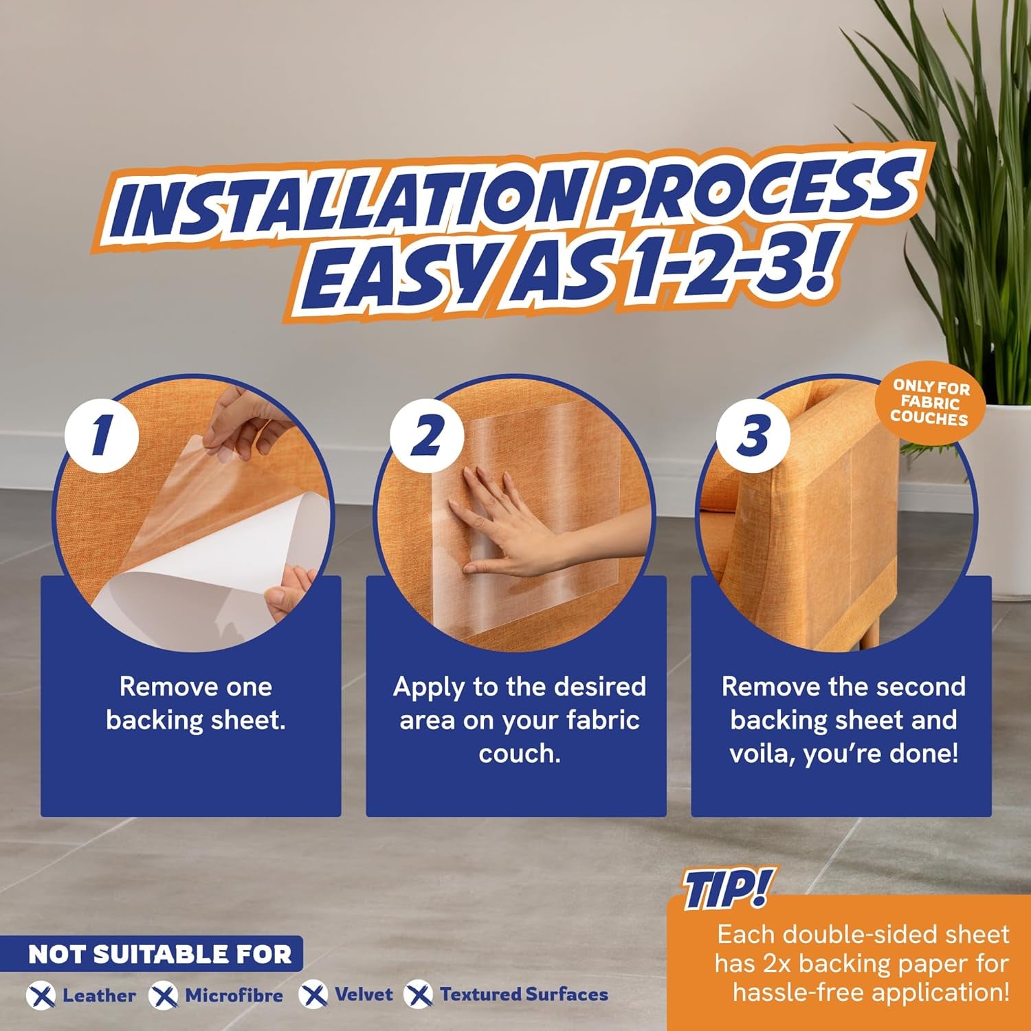 12 Pack Cat Scratch Furniture Protector Tape Sheets – Double-Sided Sticky Training (5 XL, 5 Large, 2 Medium) – Anti-Scratch Couch & Sofa Guard – Clear – Not for Leather, Velvet, Microfiber