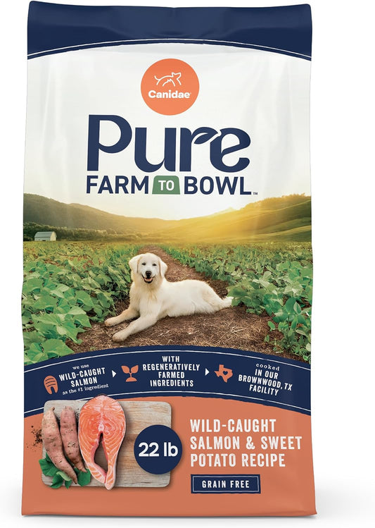 Pure Farm to Bowl, Grain-Free, Wild-Caught Salmon & Sweet Potato Dog Food, Adult 22Lb