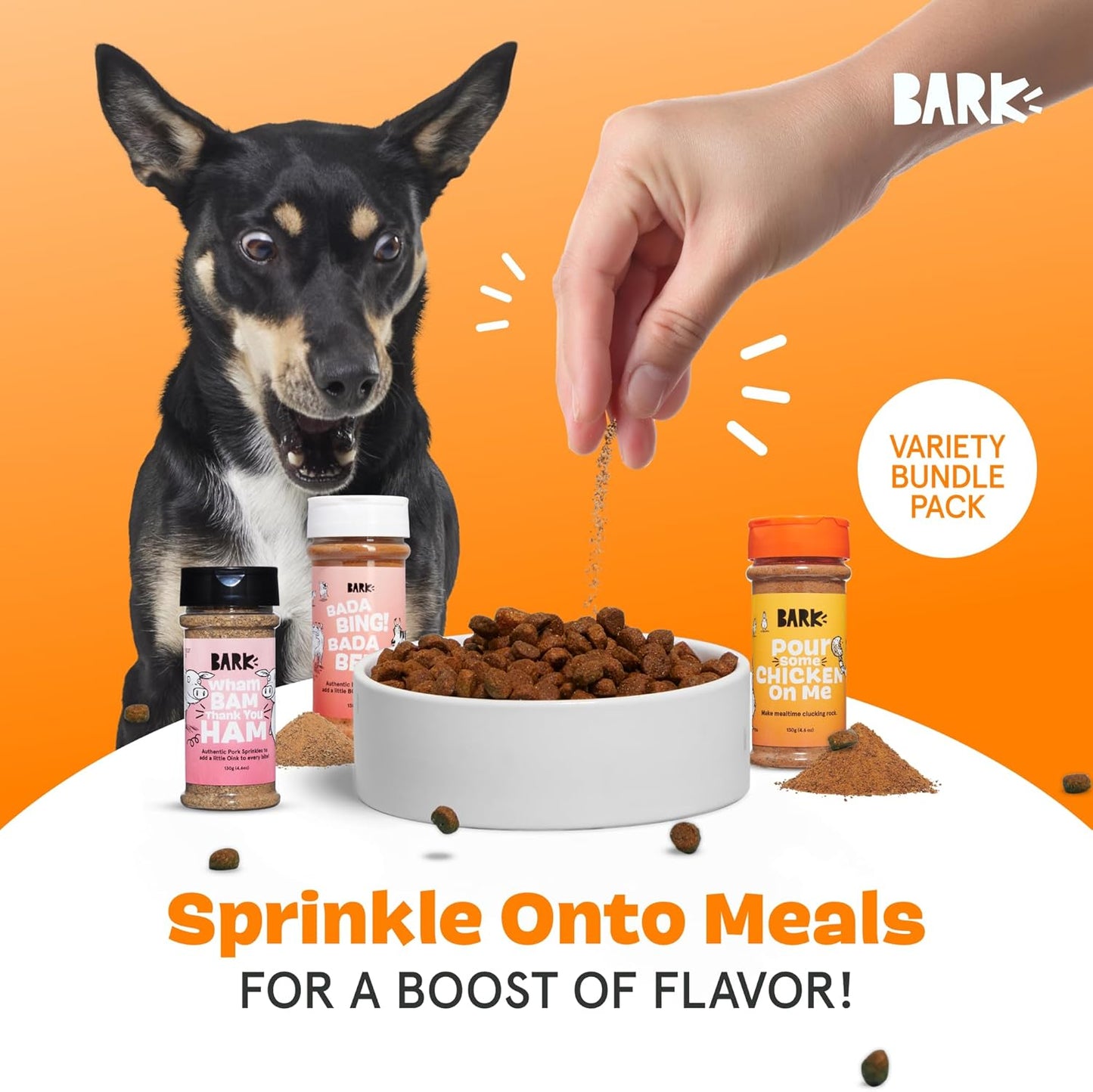 Beef, Chicken, Ham Dog Treat Topper - High Protein Ingredient Meal Mixer, Rosemary Extract for Large & Small Breeds, Elevate Food Dining, Shake & Pour for Bowls (Pack of 3)