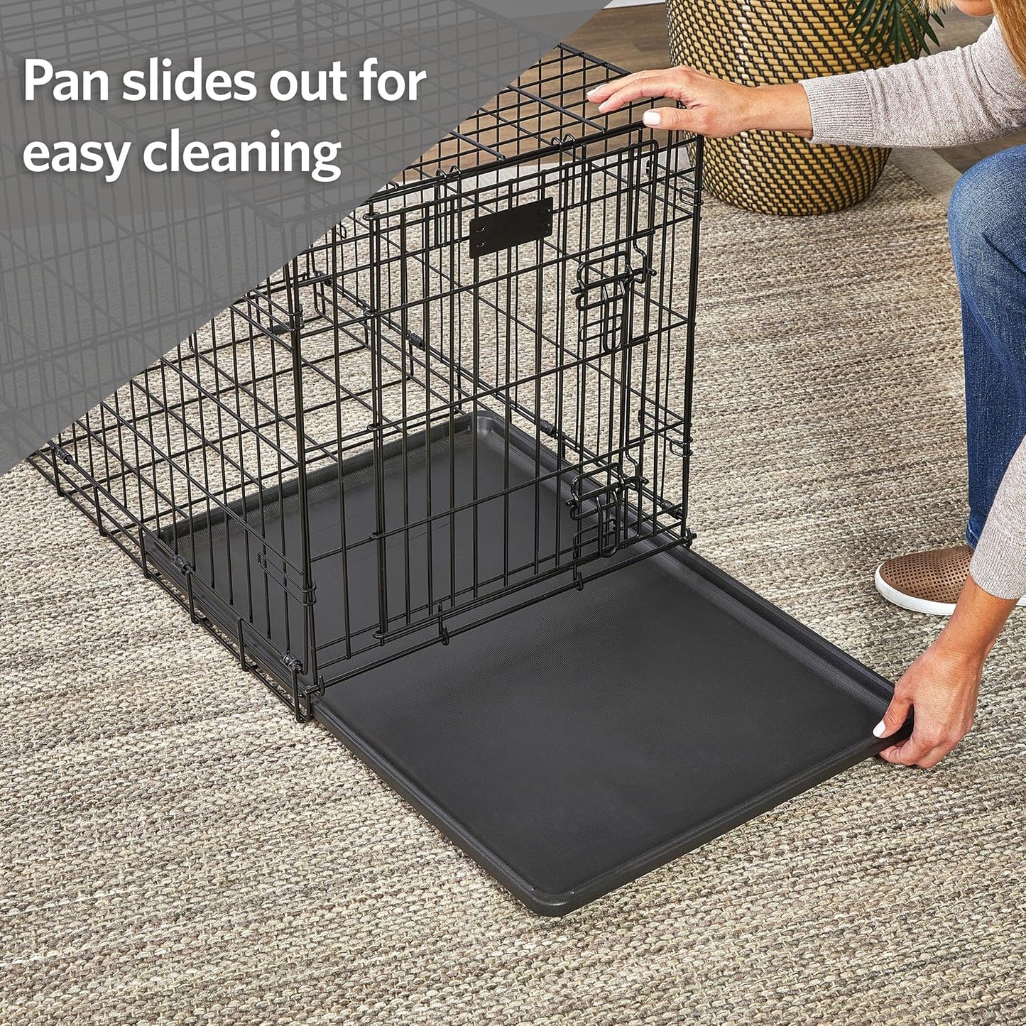 Replacement Pan for 42-Inch Dog Crates, Fits All Midwest and New World 42-Inch Pet Cages, Multiple Uses, Plastic, Black, 9PAN