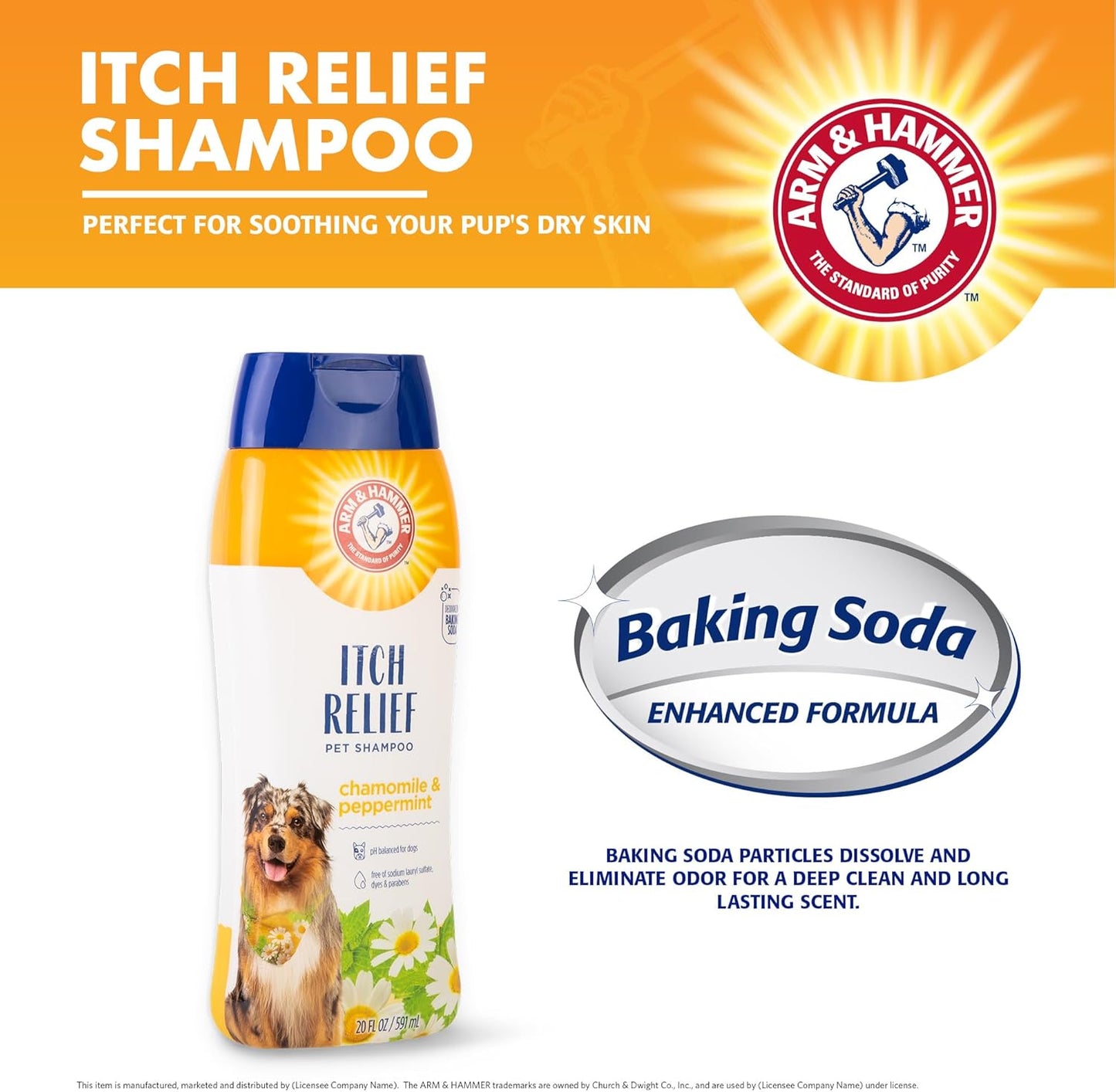 for Pets Itch Relief Shampoo, 20Oz Chamomile and Peppermint Scent | Professional Quality Dog Itch Shampoo, Free of Sodium Lauryl Sulfate & Parabens