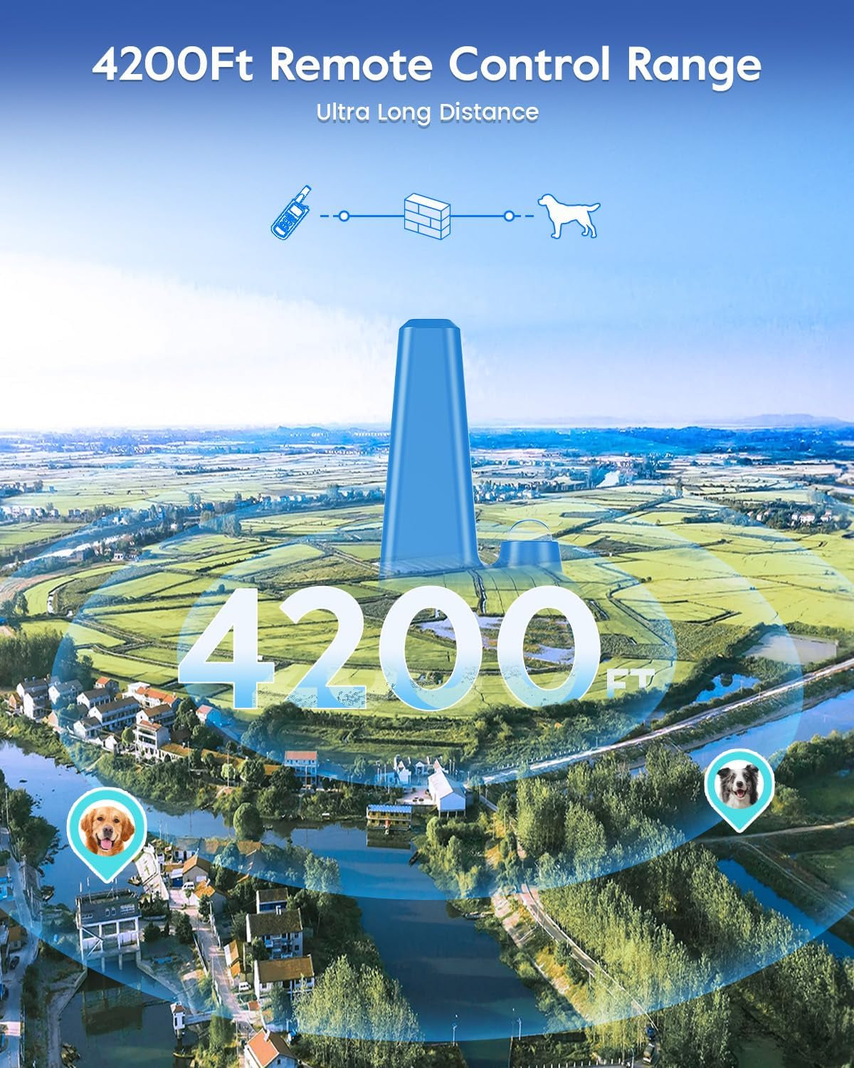 Dog Training Collar with 7 Training Modes, 4200Ft Remote Electronic Dog Shock Collar, Electric Shock Collar for Small Medium Large Dogs (Green)