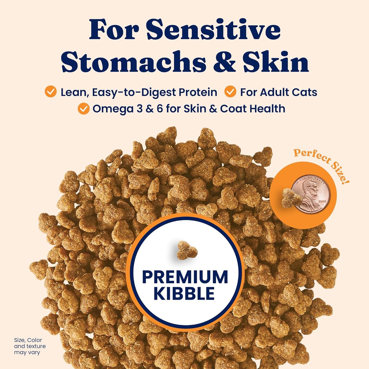 Sensitive Stomach Dry Cat Food - Grain Free & Gluten Free Sensitive Stomach Cat Food for Indoor Adult & Senior Cats - Dry Kibble for Cats W/Quail, Pumpkin & Probiotics for Gut Health - 6Lb