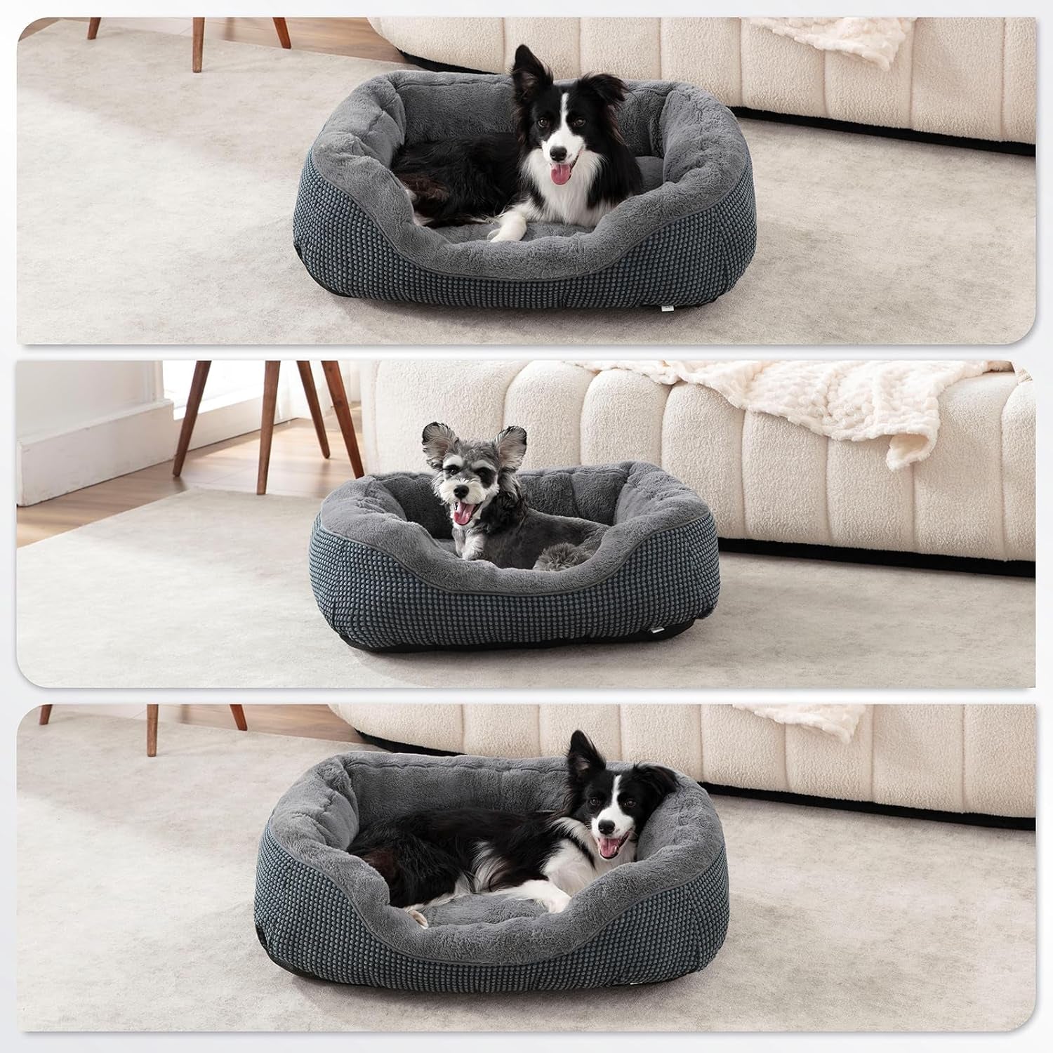 Dog Bed Medium Size, Orthopedic Warming Soft Calming Sleeping Puppy Bed Durable Pet Bed with Anti-Slip Bottom M(30"X24"X9")