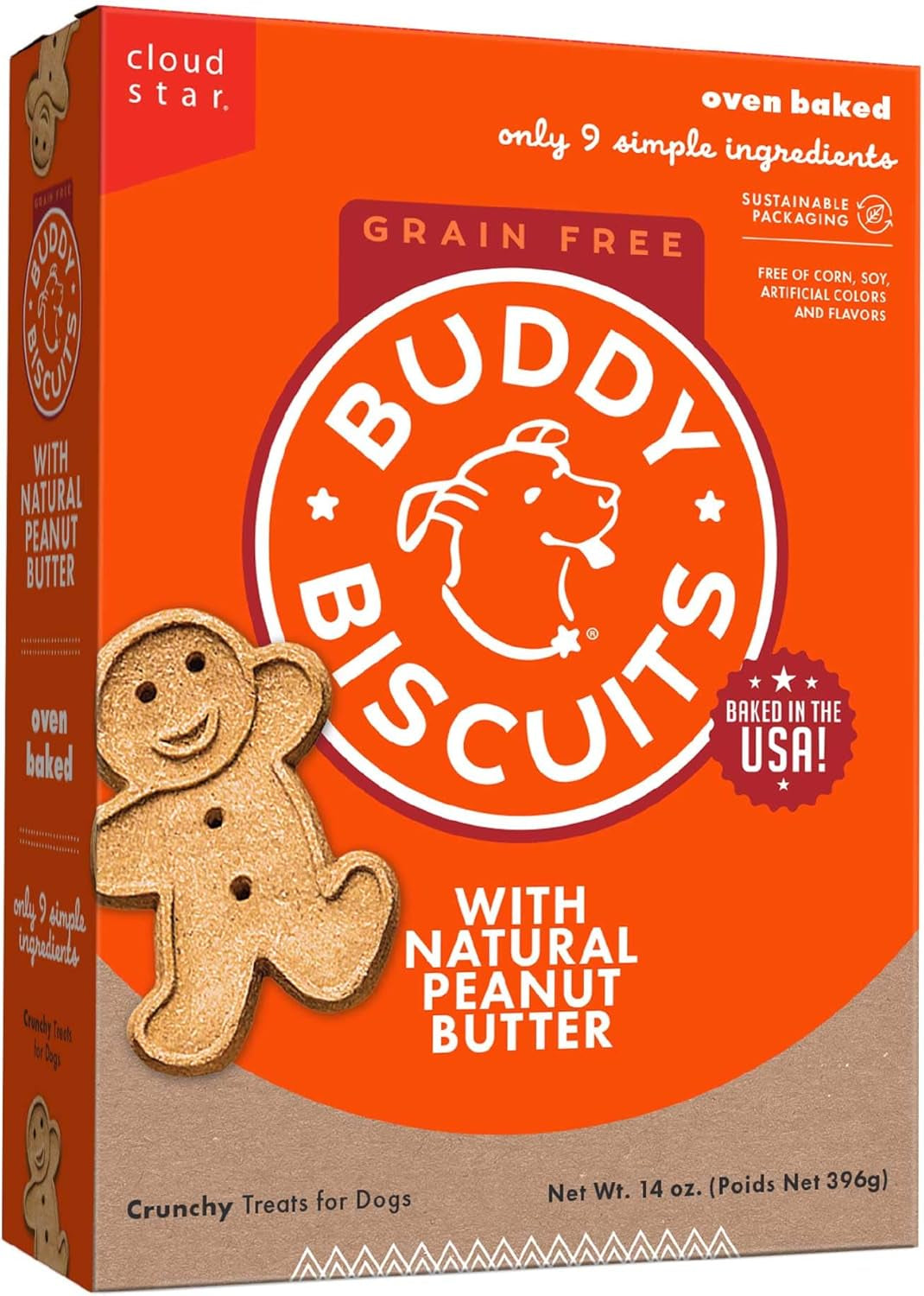 14 Oz. Box of Grain-Free Crunchy Dog Treats Made with Natural Peanut Butter